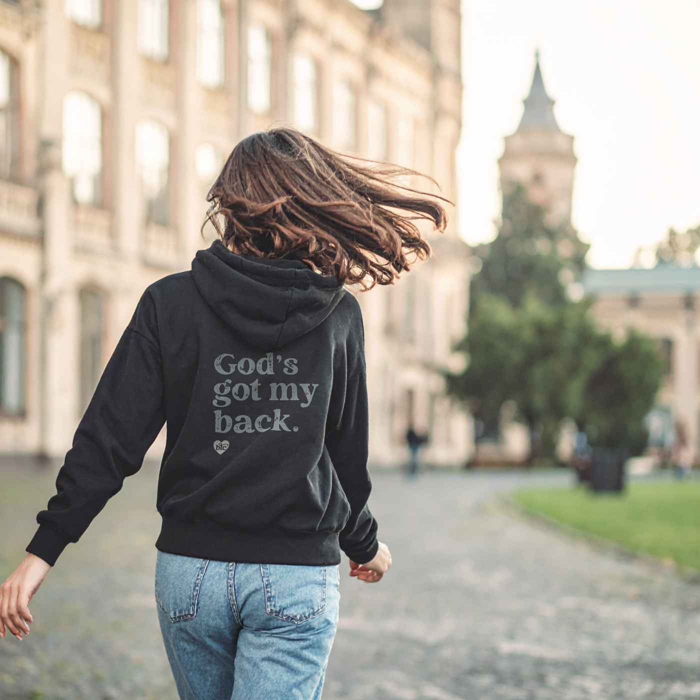 God's Got My Back - Black | Adult Hoodie - Image 6